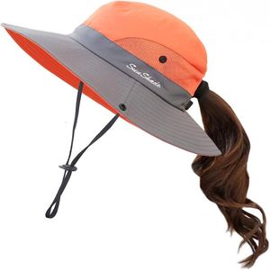 Damen Herren Sommer Sonnenhut breite Krempe Outdoor UV-Schutz Hut Orange