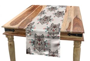 ABAKUHAUS Hundeliebhaber Tischläufer, Wolf Pattern, Esszimmer Küche Rechteckiger Dekorativer Tischläufer, 40 x 180 cm, Mehrfarbig