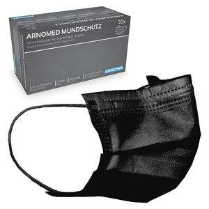 ARNOMED Mundschutz Typ IIR, 50 OP-Masken Einweg, Medizinische Maske, 4 Farben - Farbe: Schwarz