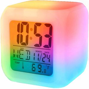 Wecker Digital LED Anzeige Wake-up Light Temperatur Datum Snooze Kinder Reisewecker Tischuhr Lichtwecker Schreibtisch Schlafzimmer 7 Farbwechsel Retoo