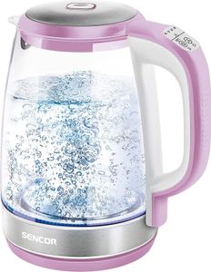 Sencor SWK 2198RS Glaswasserkocher 2,0 Liter Kapazität 2200 Watt Leistung Edelstahl Innenlicht 100% BPA frei Temperaturregelung (50°C bis 100°C)