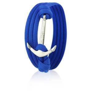 Skipper Anker-Armband Wickelarmband Nylon in Blau mit Silbernem Anker 6580