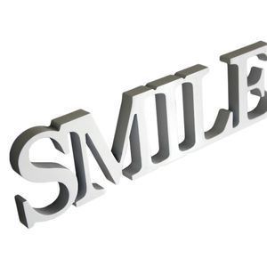Melko Dekoschild SMILE Weiß Holz Tischdeko 3D Schriftzug Buchstaben