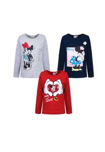 Minnie Mouse Kinder Langarm-Shirt Mädchen Longsleeve Oberteil, Farbe:Grau, Größe Kids:98