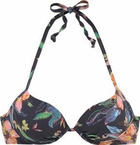 LASCANA Push-Up-Bikini-Top anthrazit-bedruckt Größe 38 B