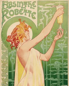 Historische Werbeplakate Poster Kunstdruck - Grüne Fee, Absinthe Robette, Henri Privat Livemont, 1896 (50 x 40 cm)