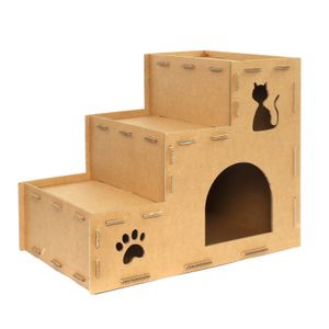 Katzentreppe aus Pappe Katzenhaus mit Eingang Katzenhöhle mit Kratzpappe Stecksystem