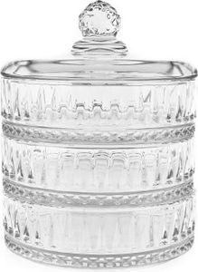 3-stöckige Glasschalen-Set mit Deckel - Patisserie mit elegantem Riffle-Design