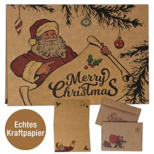 15x Kraftpapier Weihnachtskarten mit Umschlag - Frohe Weihnachten, Merry Christmas Karten-Set | Klappkarten Weihnachten aus original Kraftpapier | Hochwertige Weihnachts Grußkarten