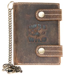 Peňaženka z prírodnej kože Born to be Wild so škorpiónom a kovovou retiazkou
