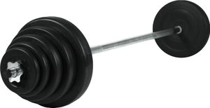 Christopeit Hantel-Set 38,5 kg + Langhantelstange – 10 Zementscheiben mit Kunststoffummantelung, Verchromte Stange Ø30 mm, Ideal für Krafttraining & Workouts