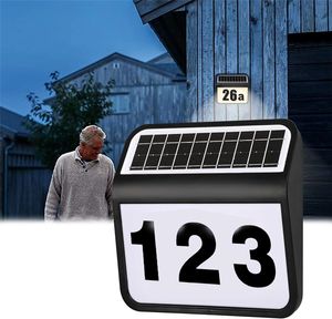 TRMLBE Solar Hausnummer LED Edelstahl Beleuchtete mit 2 LED Hausnummernleuchte Dämmerungsschalter und amorphem Silizium- Solar-Panel - Schwarz