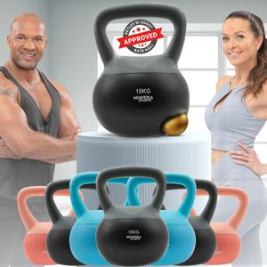 Miweba Sports Soft-Kettlebell KB100 | PVC-Kugelhantel - Eisengranulat - Anti-Rutsch-Griff - Ergonomische Form (Grau / 10.0 Kg)