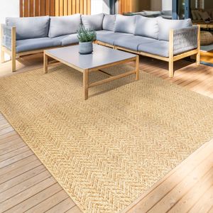 Venkovní koberec Cheron robustní plochý tkaný koberec s krátkým vlasem Béžová 200 x 290 cm