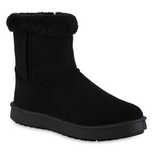 VAN HILL Damen  Warm Gefütterte Winter Boots Stiefeletten Kunstfell Schuhe 839989, Farbe: Schwarz, Größe: 37