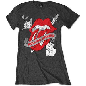 R: Rolling Stones Vintage Tattoo Charcoal Ladies TS: X Large