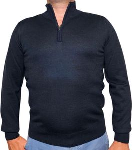 Rollkragenpullover mit Reißverschluss, 100 % Merino, Farbe BLAU – S