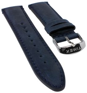Timex Ersatzband┃Uhrenarmband Leder blau mit Naht 22mm für TW2P75400