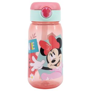 Plastová láhev na pití s brčkem a víčkem Minnie Mouse