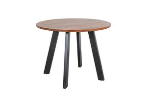 byLIVING Esstisch TARA / runde Tischplatte Akazie natur / Gestell Metall schwarz / Küchentisch für bis zu 4 Personen / D 100 cm, H 76 cm