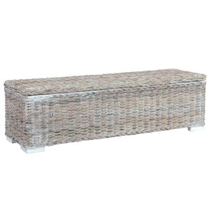 vidaXL Aufbewahrungsbox 120 cm Weiß Kubu-Rattan und Massivholz Mango