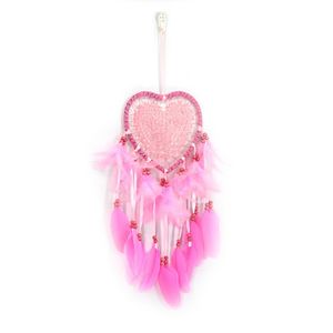 Wandhalterung hängen langer Tassel Feather Dreamcatcher für Schlafzimmer-Rosa
