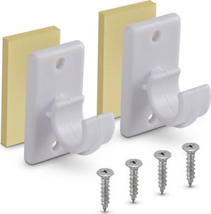 Bestlivings 2er Pack Ersatzträger für Gardinenstangen bis Ø 12 mm in Weiß (L 2,5 cm), Träger für Cafehausstangen, Scheibenstangen