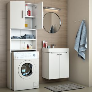Livinity® Waschmaschinenschrank , 64 x 190 cm, Weiß