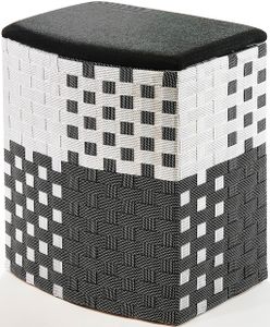 Kobolo Wäschebehälter Wäschesammler Wäschekorb - Nylon - schwarz-weiß - 44x32x52 cm