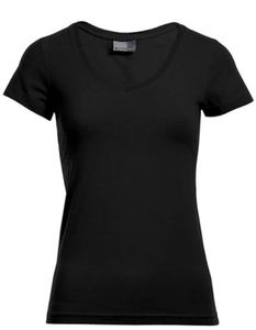 Slim-Fit V-Ausschnitt T-Shirt Damen, Schwarz, XL