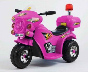 Kindermotorrad Elektromotorrad Kinder Polizei Motorrad Musik Sound und Sirene in pink
