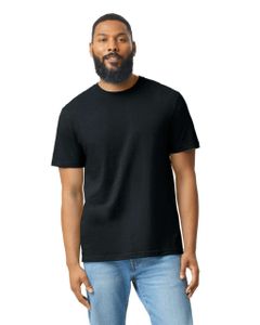 Gildan Herren T-Shirt Baumwolle Basic Shirt Arbeitsshirt Rundhals, Größe:L, Farbe:Pitch Black