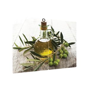 Szklana deska do krojenia OLIWA OLIWKI 2 sztuki 30x52cm deska kuchenna płyta ochronna taca szklana