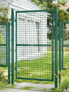 SONGMICS Gartentor, Gartentür, verzinkter Stahl, abschließbar, 106 x 150 cm, grün