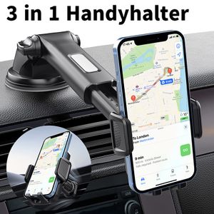 ["3 in 1 Handyhalter fürs Auto Handyhalterung Lüftung & Saugnapf Halterung Universale KFZ Handyhalterung Smartphone Halterung Auto Handyhalterung Lüftung, Drei in einem Stil, schwarz"],