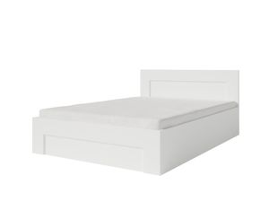 FURMEB24 - WER - Rám postele 180 x 200 cm s lamelovým roštom - Kovový rám postele s priestrannou pružinou - Posteľ so vzhľadom dreva - Biela