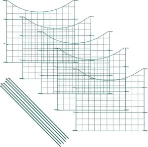 Sada záhradného plotu Wiltec s 5 prvkami zelená, plot pre jazierko so spodným oblúkom, pletivový plot 770 x 8 x 640 mm, zásuvný plot jednoduchá montáž, odolný proti korózii