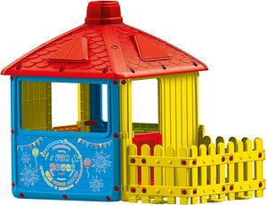 Dolu XXL Kinder Haus Magic Spielhaus mit Zaun Spaßhaus Gartenhaus 132x158x104