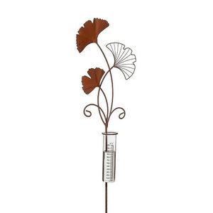 Regenmesser Dekostecker Gingko mit Meßglas Gartenstecker