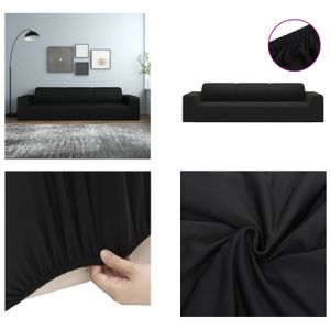 vidaXL Stretch Sofahusse 4 Sitzer Schwarz Polyester Jersey - Sofahusse - Sofahussen - Sofabezug - Sofabezüge