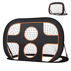 JNGLGO 2 IN 1 Fußballtor für Garten Kinder - Fussballtor mit Torwand - Klappbar Fußballtor Pop-Up Fußballtraining Tor - 121x 80 x 80cm Schwarz+Orange