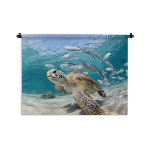 MuchoWow® Wandteppich Wandbehang Schildkröte - Fisch - Meer 60x45 cm Tapisserie Dekoration Wandtuch - Das Schlafzimmer
