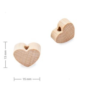 Holzperlen Herz 15x13x5,5mm - 5 Stück - 5 Stück