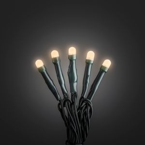 Konstsmide Micro LED Lichterkette, gefrostet, verschweißt, 100 bernsteinfarbene Dioden, 30V Innentrafo, dunkelgrünes Kabel - 6344-820