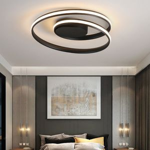 LED Deckenleuchte, 43W Dimmbar Deckenlampe, Moderne Deckenleuchte aus Aluminium LED Lampe für Wohnzimmer Schlafzimmer Flur Küche Balkon, 45cm Schwarz