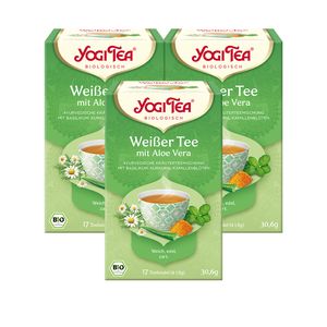 3x BIO YOGI TEA Weißer Tee Aloe Vera | 3 x 30,6g