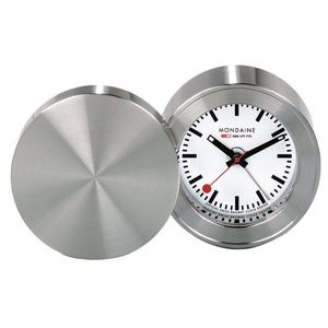 Mondaine Travel Alarm Clock White / Leather Pouch 50 mm