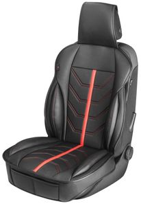 sportliche Universal Auto Kunstleder Sitzauflage Kimi rot, feste Seitenwangen, 7 mm Polsterung, PKW Sitzauflage