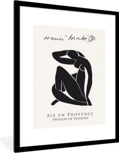 MuchoWow® Gerahmtes Poster Frau - Abstrakt - Schwarz - Henri Matisse 60x80 cm - Poster mit Schwarzem Bilderrahmen Wandposter Rahmen Foto Bilder - Wohnzimmer - Dekorationen - Prämie