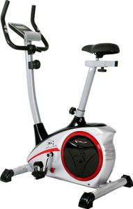 Christopeit Stabiler Heimtrainer – 8-stufige Magnetbremsung, Flachriemenantrieb, Großes LCD-Display mit Tablet-Halterung, Integrierte Pulssensoren, Höhenverstellbarer Lenker & Sattel, Rutschfeste Pedalen